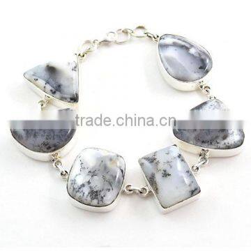Dendrite Agate Jewelry 925 Silver Bracelet Natural Gemstone Jewelry Indian Silver Bracelet Fashion Bracelet photo-2