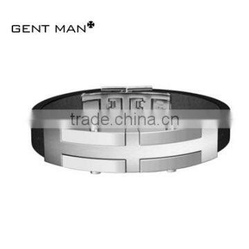 New trendy most popular wholesale gift item luxury cross shape leather bracelet for men