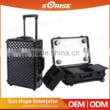 Aluminum,ABS Material and Case Type professional makeup case with lights mirror