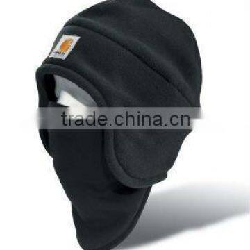 wholesale adult black polar fleece caps with earflaps