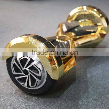 8 inch chrome gold electric kick scooter electric hover board 2 wheels with bluetooth and LED from Coowalk