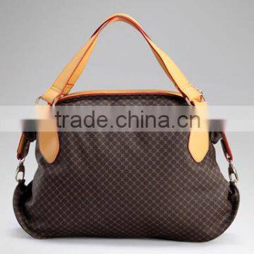 PVC triped material top zip satchel tote bag luxuries detail handbag