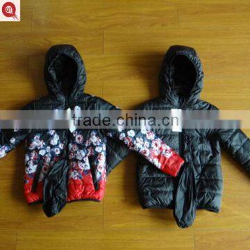 latest hand quilted puffer reversible winter printed jacket kids boys in china, biker lake girl clothing