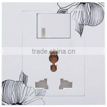 3 pin mulit socket with switch flower panel