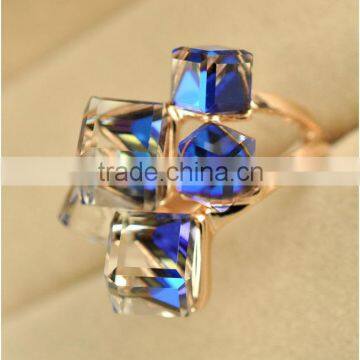 Korean Magic Cubic Zircon Exaggerated Gold Plated Luxury Ring Jewelry For Lady photo-3