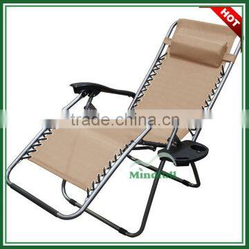 Beige Zero Gravity Reclining Chair Outdoor Garden Chair With Table