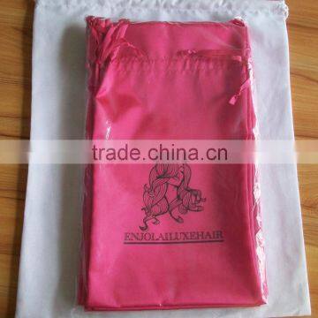 Wholesale Promotional Pink Virgin Hair Bags With Drawstring, Satin Hair Packaging Bag,Silk Drawstring Bag for Hair