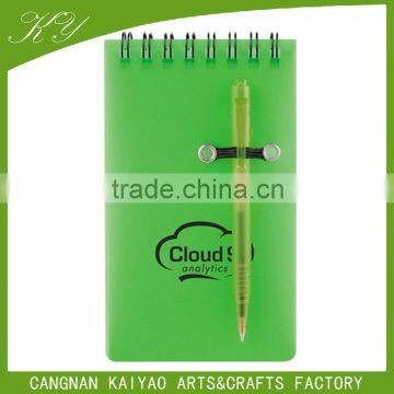 TOP Quality Custom Plastic Cover Spiral Notebook With Pen