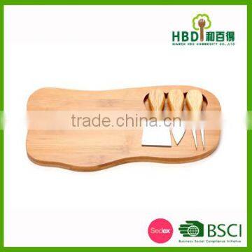 Hot selling wood bamboo new design cheese cutting board with kinfe