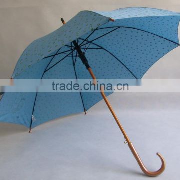 deluxe polka dot design wooden umbrella