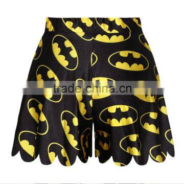 Drop shipping Women Shorts Polyester and Spandex Pants Cartoon Black Print N14-13