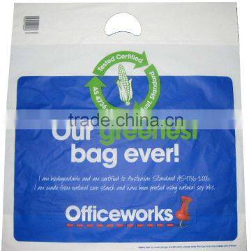 2016 Most Popular Custom Printed Biodegradable Cornstarch Decorative Die Cut Shopping Bags