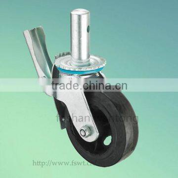 Iron Core Rubber Wheel 8 Inch Scaffolding Industrial Caster With Stop