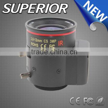 Mini aspheric 2.8-12mm varifocal lenses 3megapixel CS mount f1.4 good imaging infrared sony waterproof ip cctv camera lens