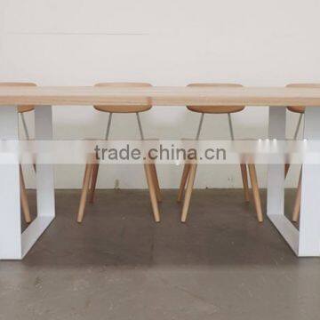 Withe industrial dining table metal wood for restaurant furniture