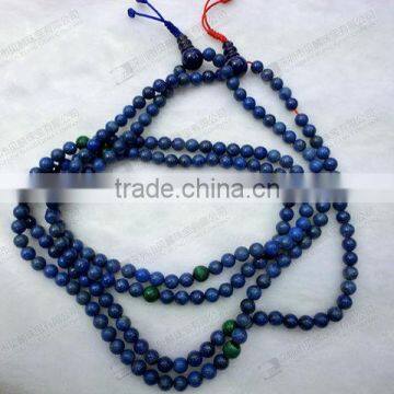 Natural lapis with malachite round beads necklace