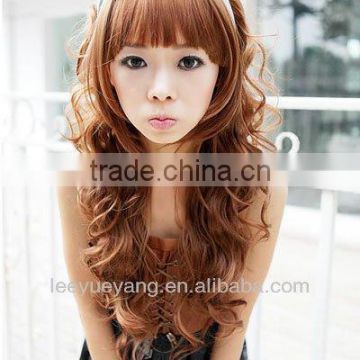 Noble bright brown long big curly wig