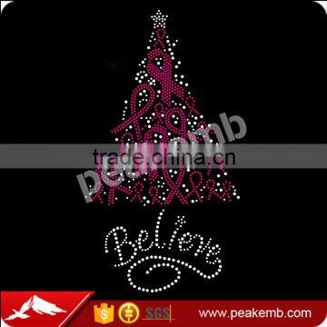 Wholesale Believe Ribbon Tree Rhinestone Transfers Iron On Designs