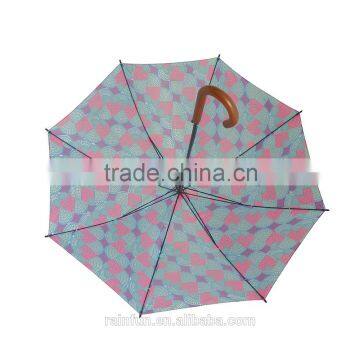 Long Outdoor Full Printing Wooden Handle Umbrella photo-3