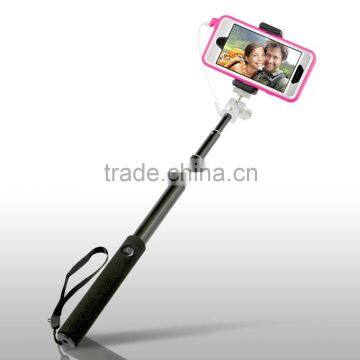 Twist And Lock Extendable 3.5mm Wired Selfie Stick W/ Clip Holder For Mobile Phones