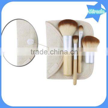 Hot Sale 4 Pcs Makeup Brushes Portable Soft Synthetic Hair Bamboo Handle Cosmetic Makeup Brush Set With Gunny Bag photo-5