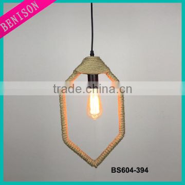 Antique country stlye hemp rope hanging metal ceiling lamp vantage pendant lighting European E14 E27 220V BS604-394/395