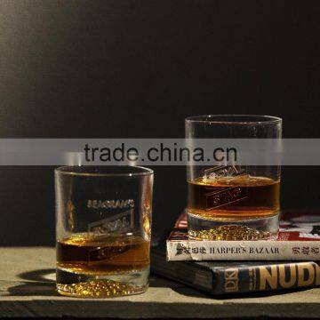 300ml Clear Glass Cup With Small Bubbles at the Bottom and Embossed Letter for Drinking photo-6