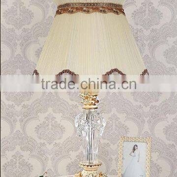 White Ceramic Carving Stand K9 Clear Crystal Table Lamp With Lampshade photo-2