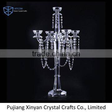 Best selling custom design crystal glass candelabra China sale