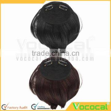 Women Girls Bob Wig Clip in Human Hair Extensions Straight Flat Bangs Fringe photo-2