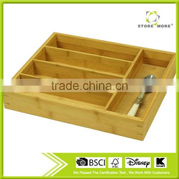 Store More 5-slot Bamboo Kitchen Utensil Drawer Organizer Tray