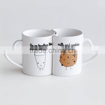 Ceramic Coffee Mugs, Couple Cups, Can Shape with Special Handle