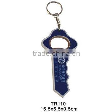 Promotional key shaped beer bottle opener with keychain