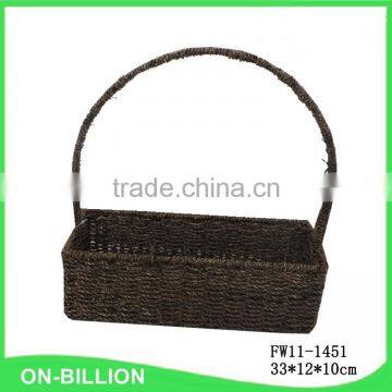 High Handle Black Color Seagrass Basket photo-2