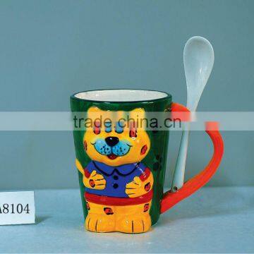 promotional ceramic tiger mug with spoon