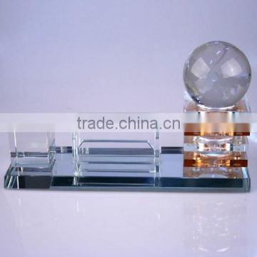 hot sell crystal corporate anniversary gifts with pen holder and name card holder