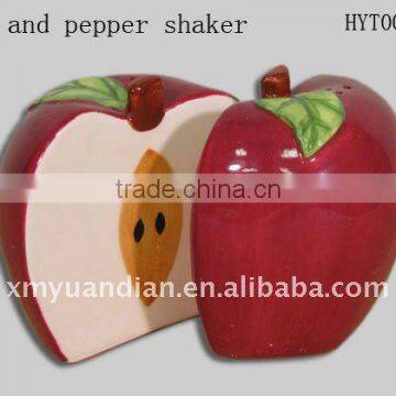 Apple design ceramic salt and pepper