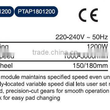 150mm or 180mm 1200W Car Polisher Angle Grinder Polisher Angle Polisher With GS CE EMC FFU
