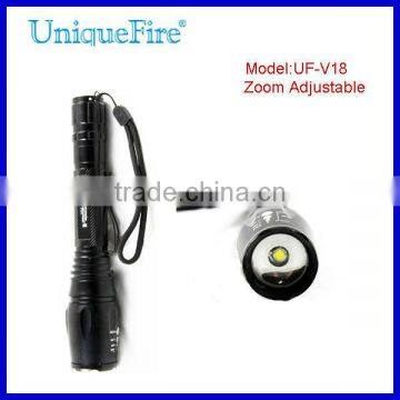 UniqueFire high power 1600lm retractable zoom flashlight led