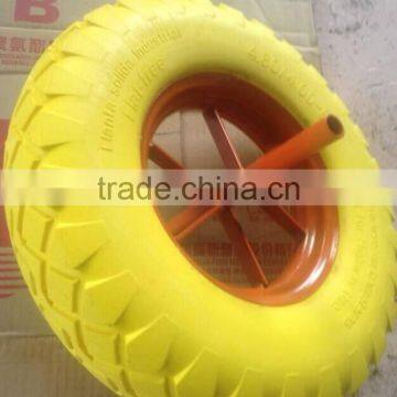 PU solid rubber wheel 4.00-8 16*4"