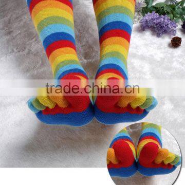 High Quality Long Section Colorful Strip Five Fingers Socks Long Stocking Toes Socks photo-5
