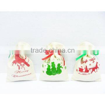 Good lucky christmas small printed deer burlap bag 3 types
