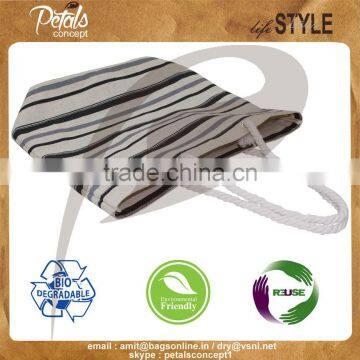 Jute Beach Bag With Multicolor Stripe Print for Fashion photo-5