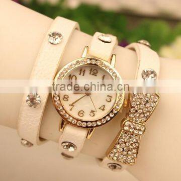 2014 High Quality Women Leather Vintage Watches With Bow photo-3