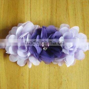 Chiffon Flower With Pearl Rhinestone in Center for Kids Hair Accessories photo-3