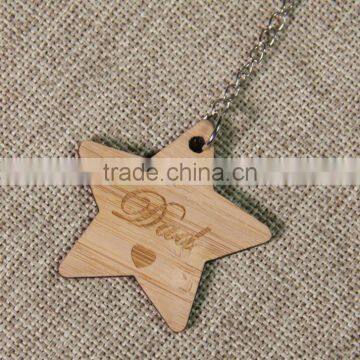 custom bamboo wood laser engraved keyring with logo