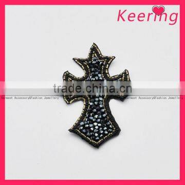 Beaded applique patch cross shape for fashion dress WPH-1585