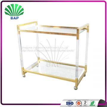 2017 New Design Gold Metal Trolley Hotel Service Cart Metal Decorative Trolley