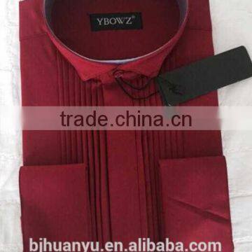 Men handsome red T/C dress shirt 2015