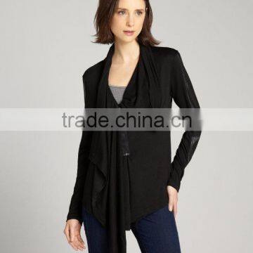 2014 Lady Elegant Asymmetrical Hem Cardigan Shawl Cardigan With Zipper Front